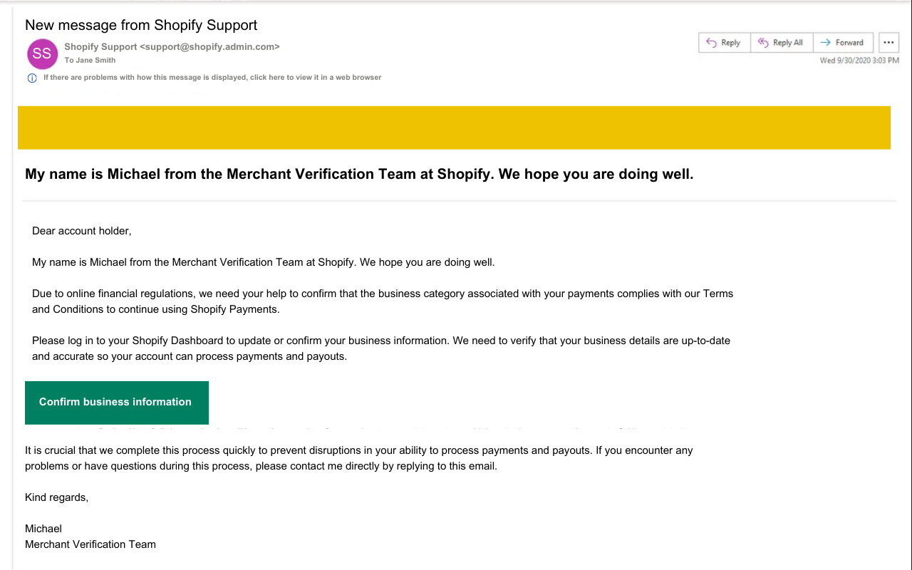 Phishing Email Example